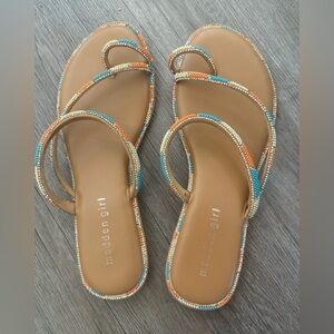 Madden Girl Beaded Sandals - Orange, Blue, Cream